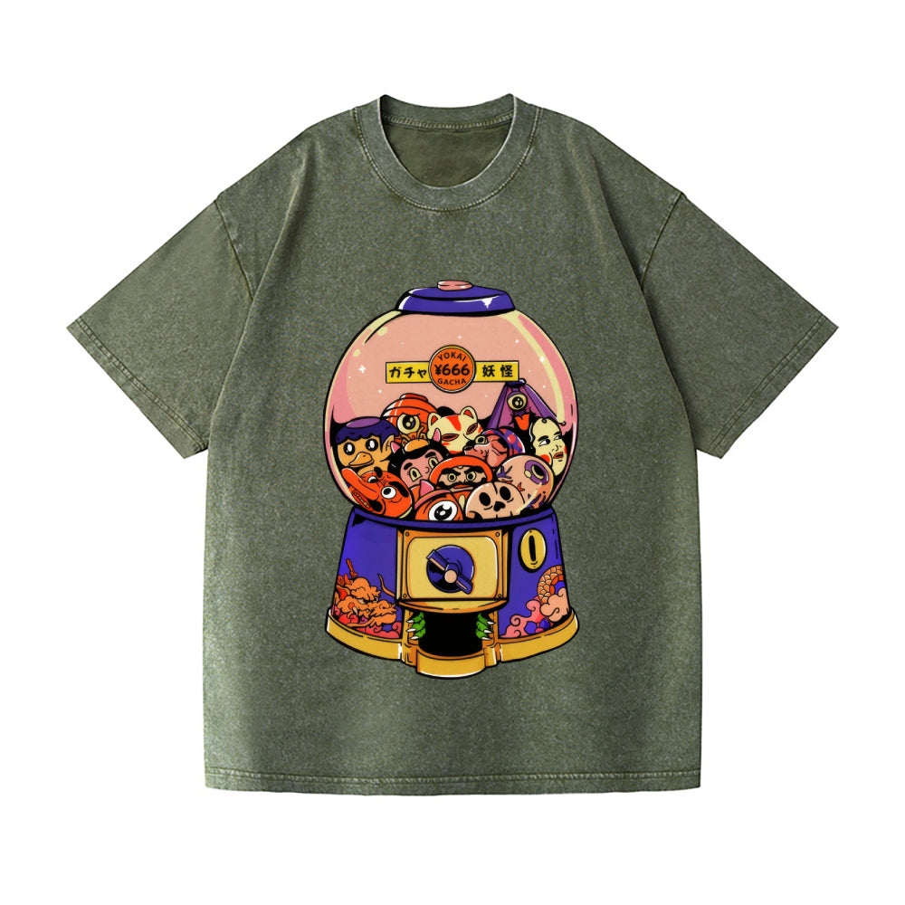Yokai Gachapon Vintage Wash Japanese Design T-Shirt