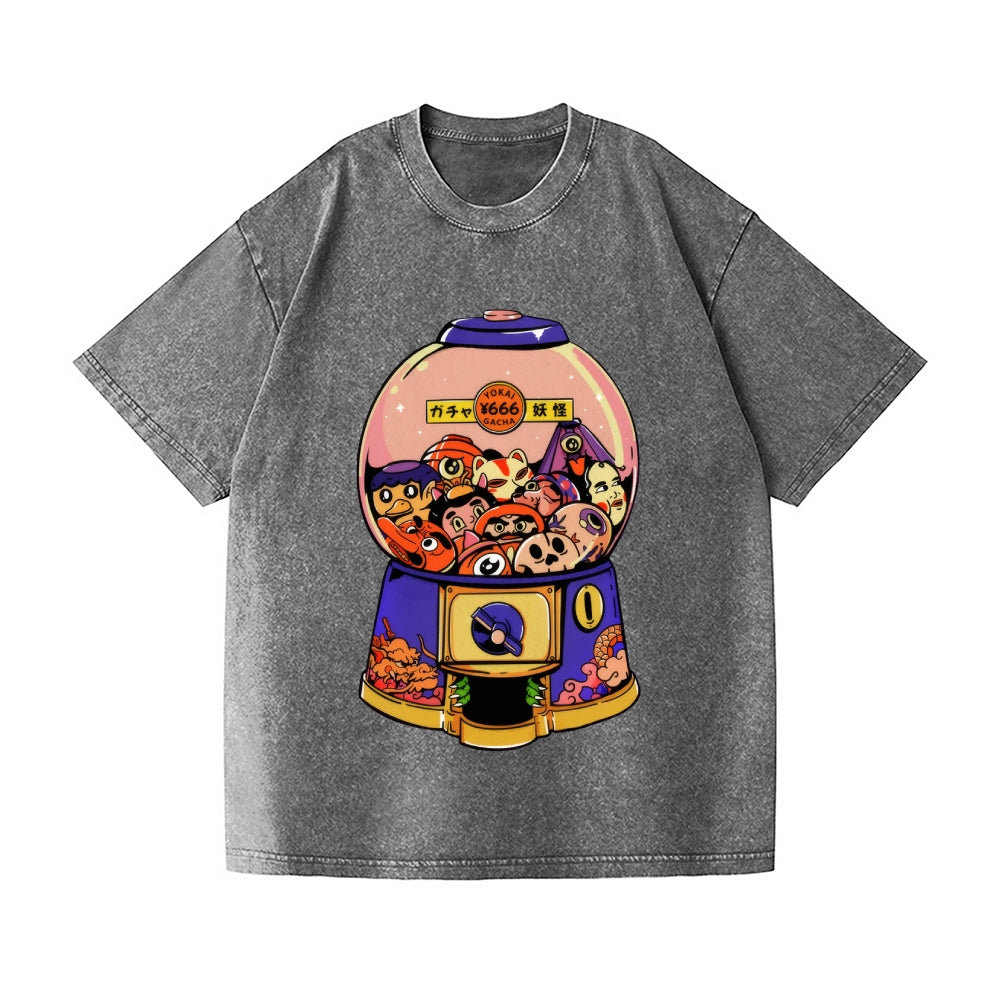 Yokai Gachapon Vintage Wash Japanese Design T-Shirt