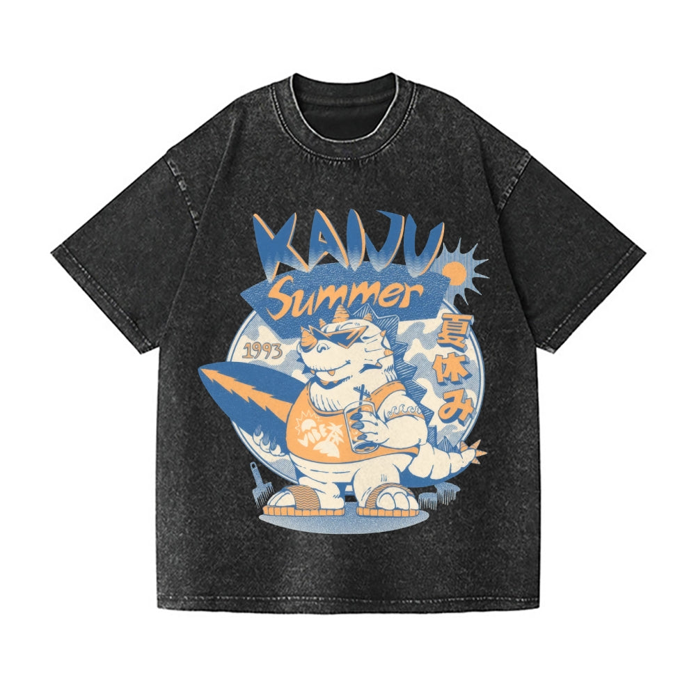 Kaiju Summer Vibes Vintage Wash Japanese Design T-Shirt