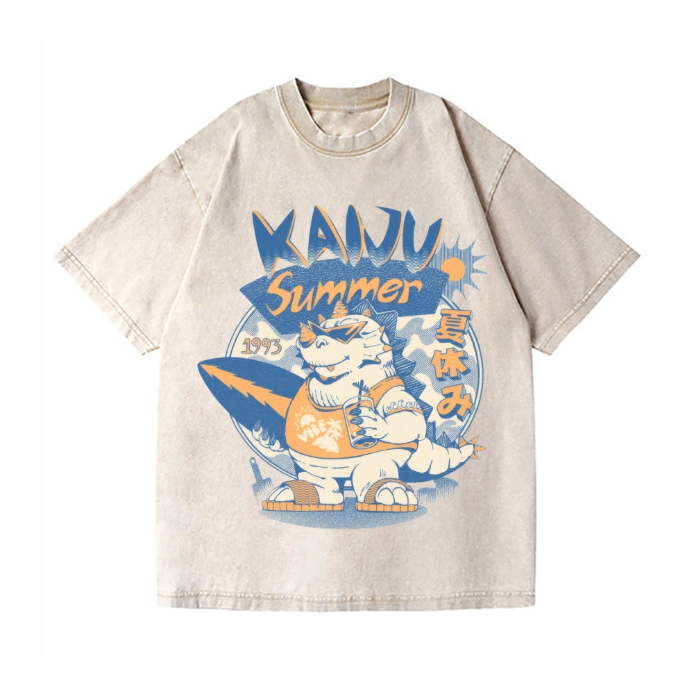 Kaiju Summer Vibes Vintage Wash Japanese Design T-Shirt