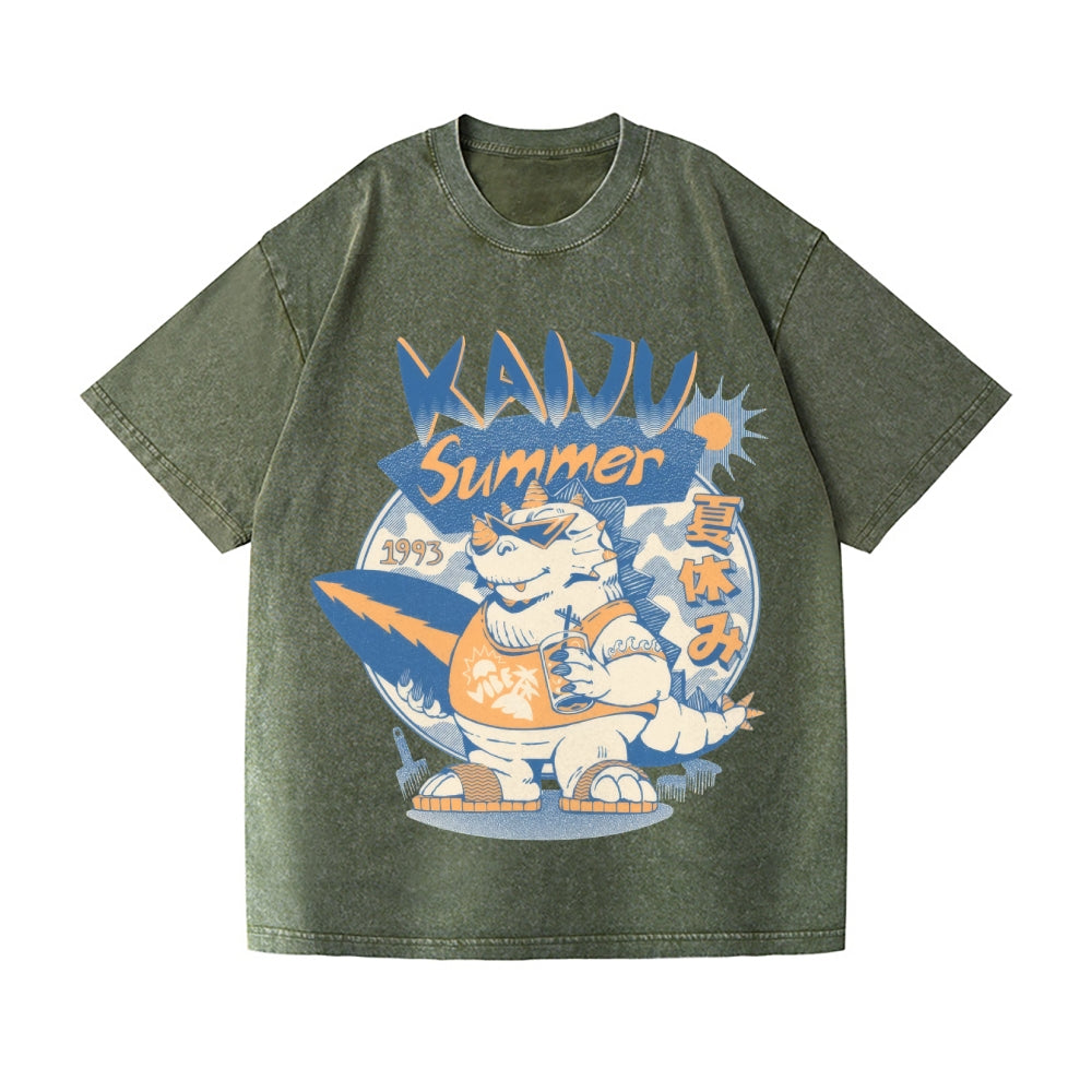 Kaiju Summer Vibes Vintage Wash Japanese Design T-Shirt