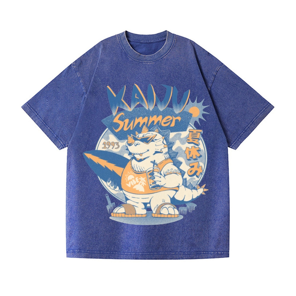 Kaiju Summer Vibes Vintage Wash Japanese Design T-Shirt