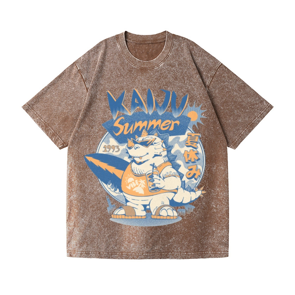 Kaiju Summer Vibes Vintage Wash Japanese Design T-Shirt