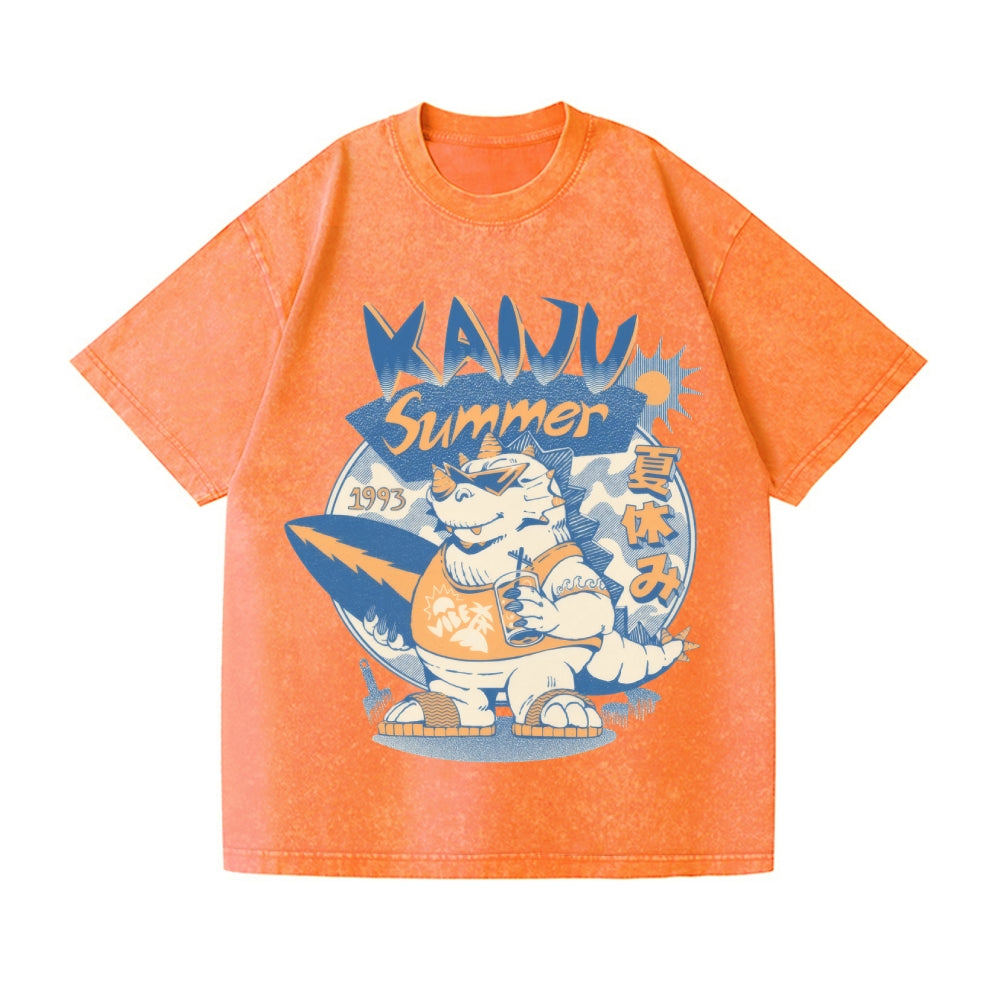 Kaiju Summer Vibes Vintage Wash Japanese Design T-Shirt