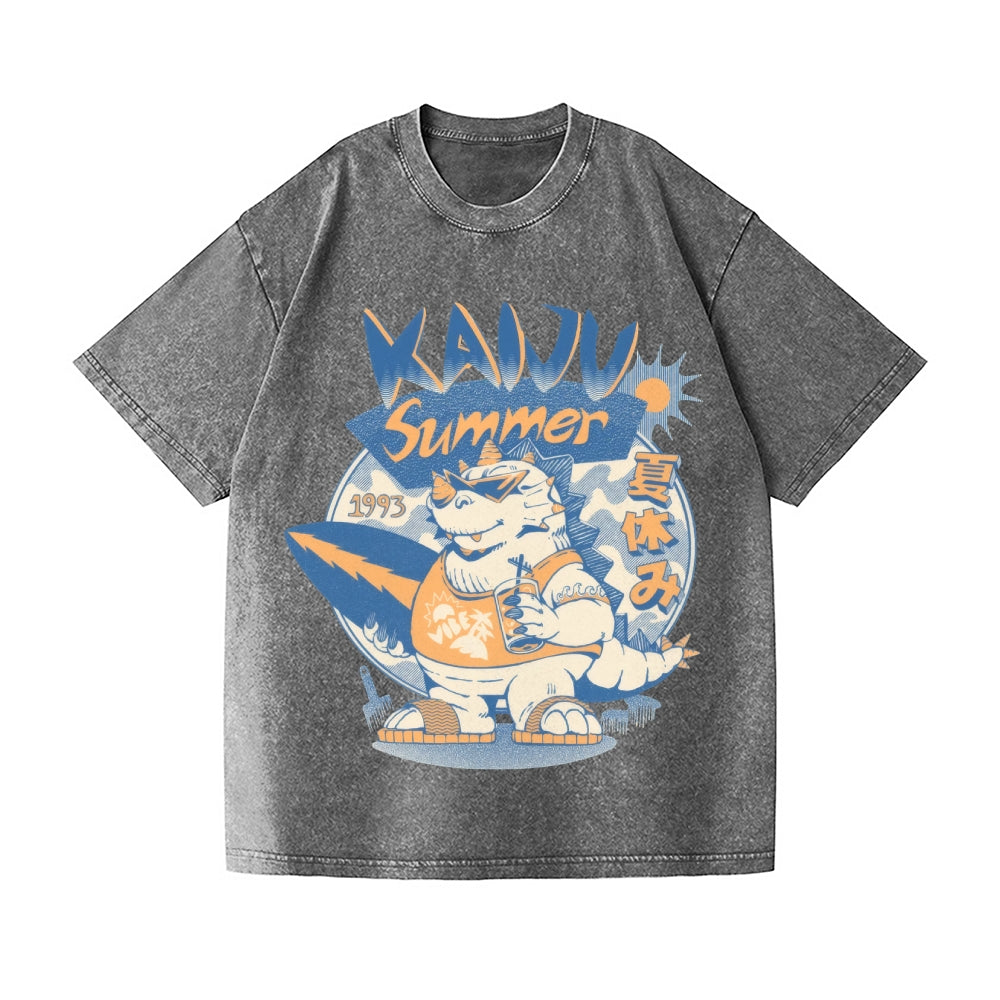Kaiju Summer Vibes Vintage Wash Japanese Design T-Shirt