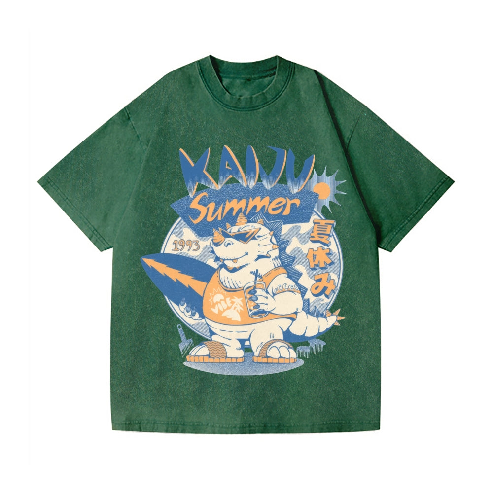 Kaiju Summer Vibes Vintage Wash Japanese Design T-Shirt