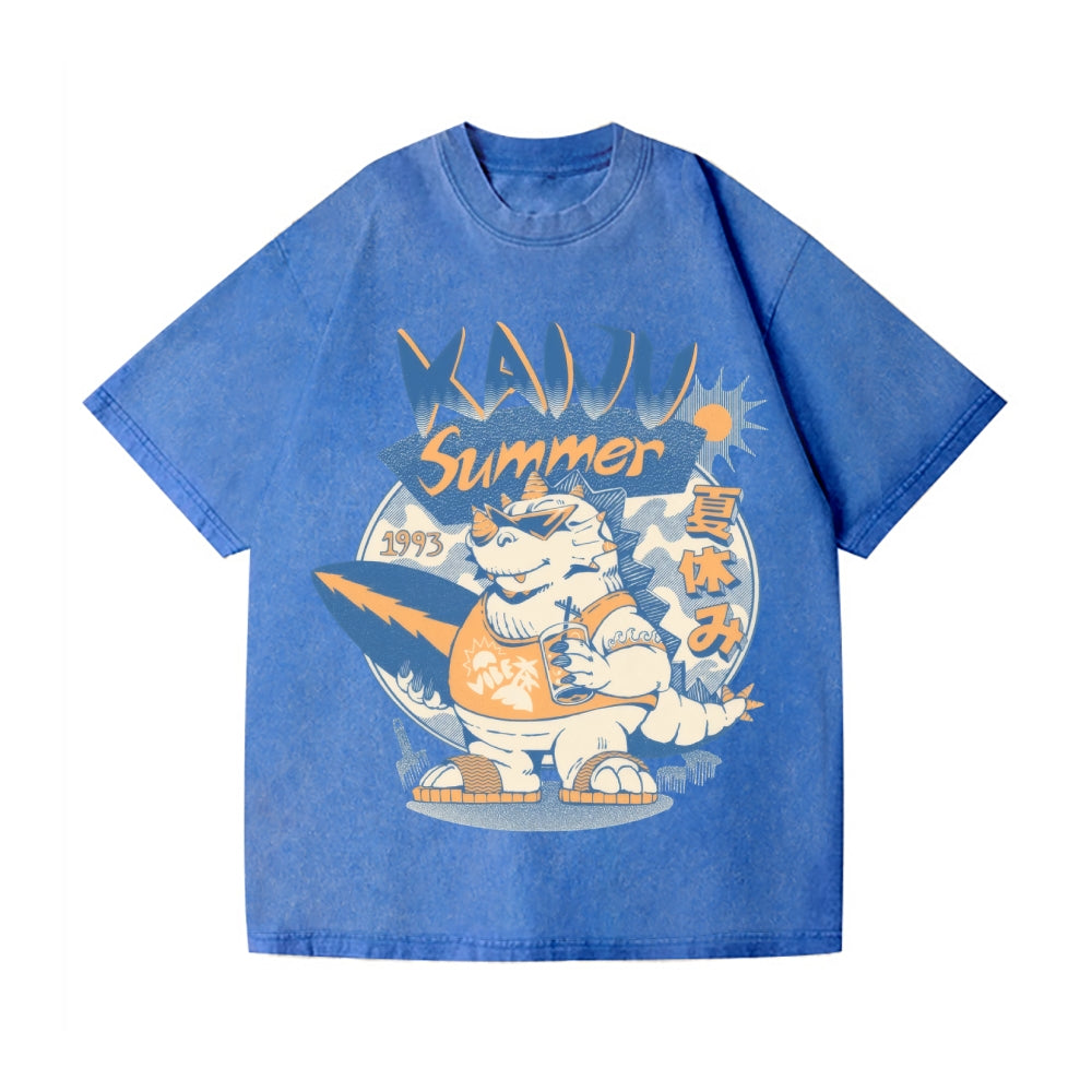 Kaiju Summer Vibes Vintage Wash Japanese Design T-Shirt