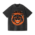 Halloween Black Cat Vintage Wash Japanese Design T-Shirt