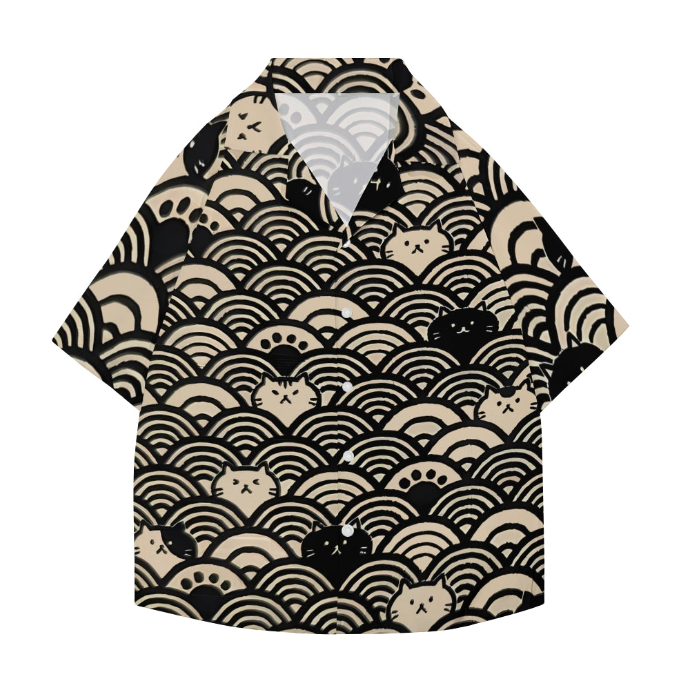 Cat Japanese Style Camp Shirt