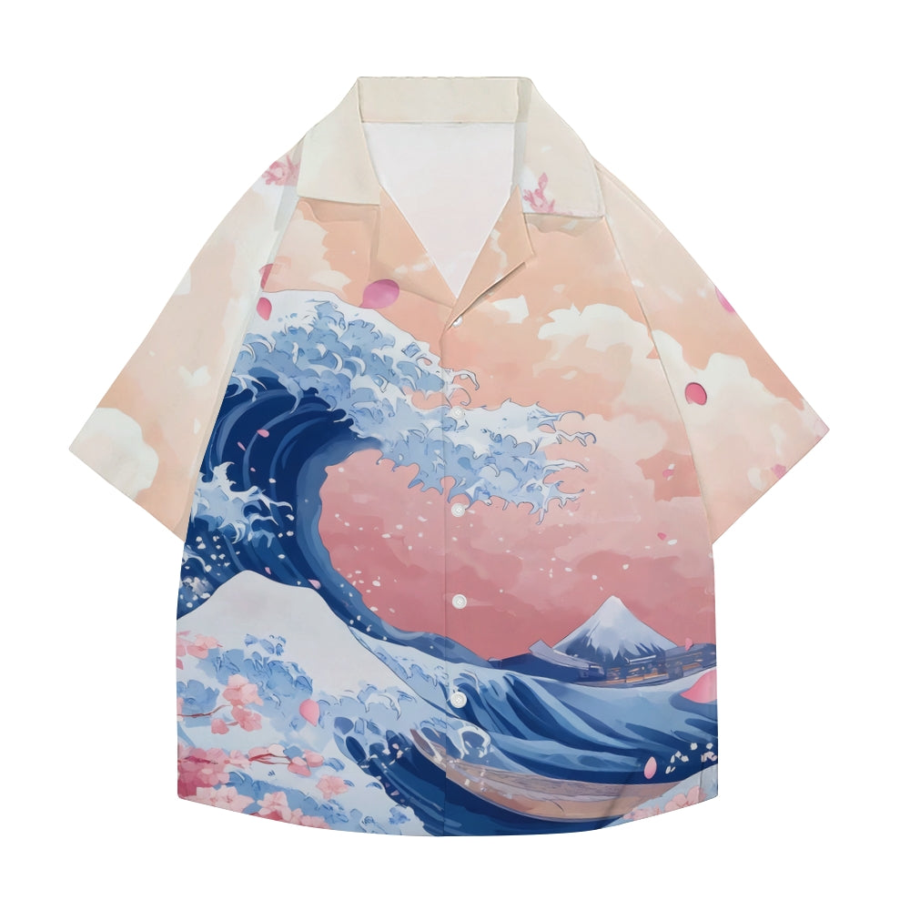 Great Wave Sakura Japanese Style Camp Shirt