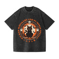 Halloween Black Cat Vintage Wash Japanese Design T-Shirt