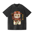 Evil Cat Vintage Wash Japanese Design T-Shirt