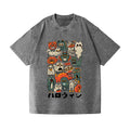 Halloween Cat Vintage Wash Japanese Design T-Shirt