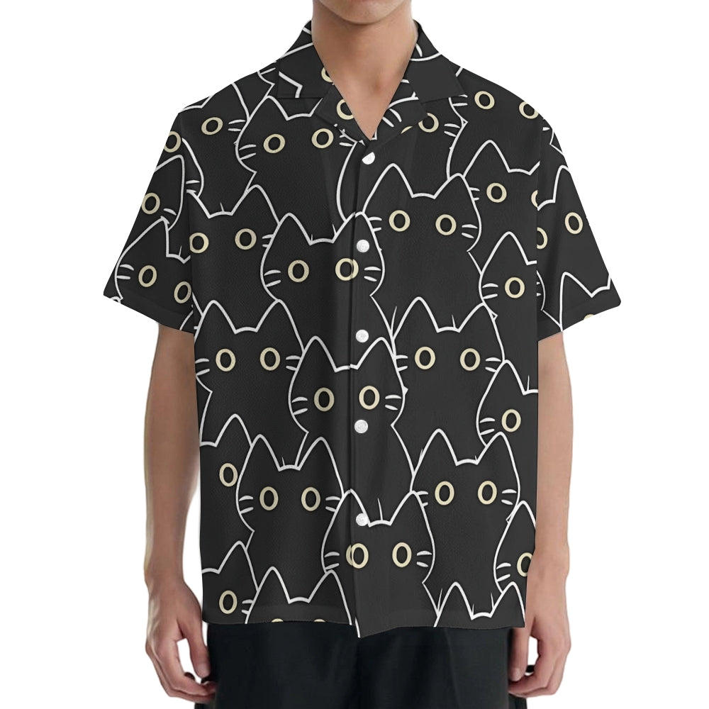 Black Cat Japanese Style Camp Shirt