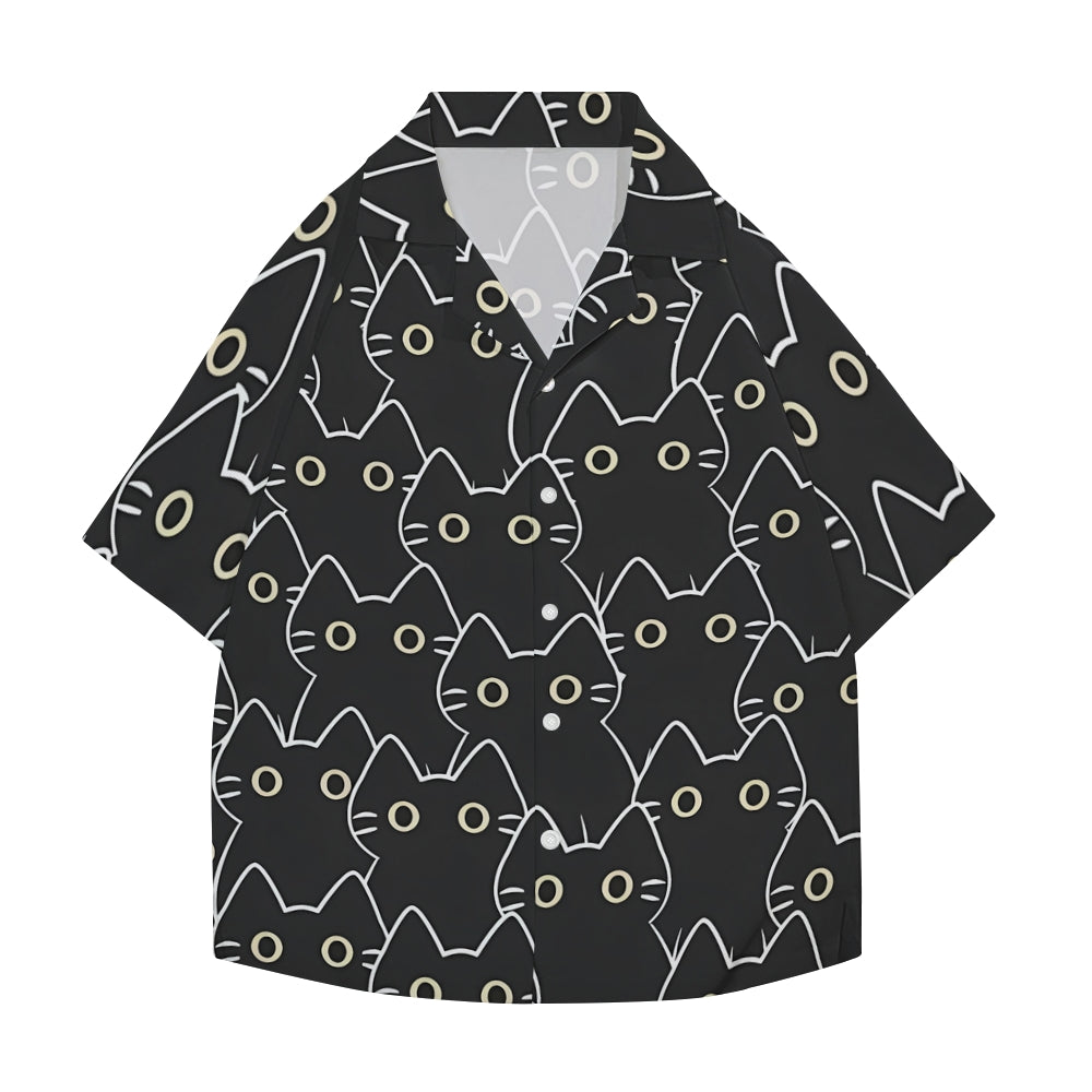 Black Cat Japanese Style Camp Shirt