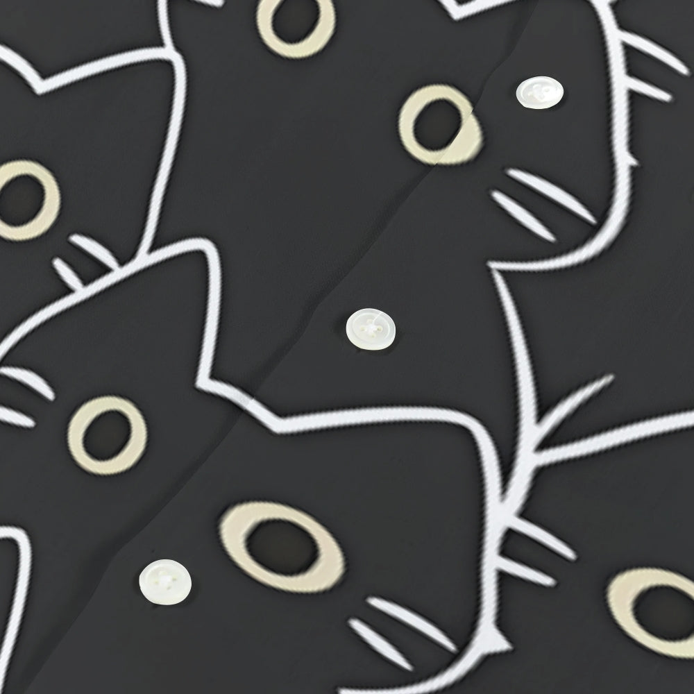 Black Cat Japanese Style Camp Shirt