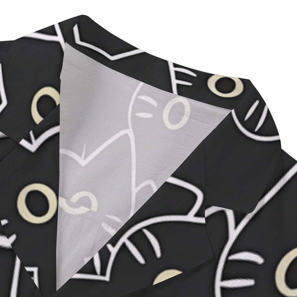 Black Cat Japanese Style Camp Shirt