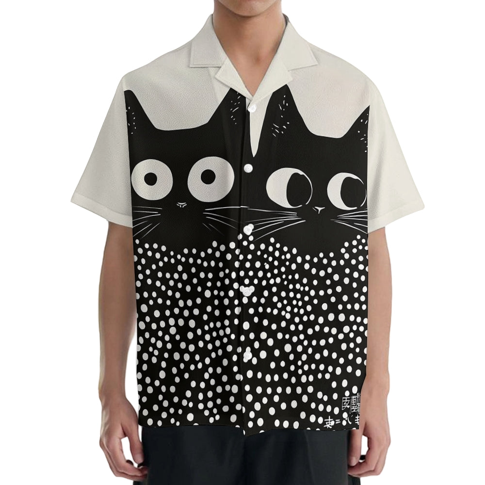 Yayoi Kusama Black Cat Japanese Style Camp Shirt