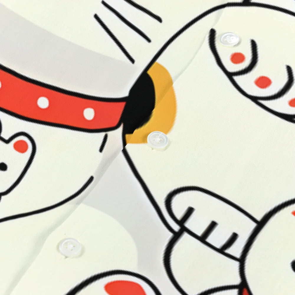 Lucky Cat Japanese Style Camp Shirt