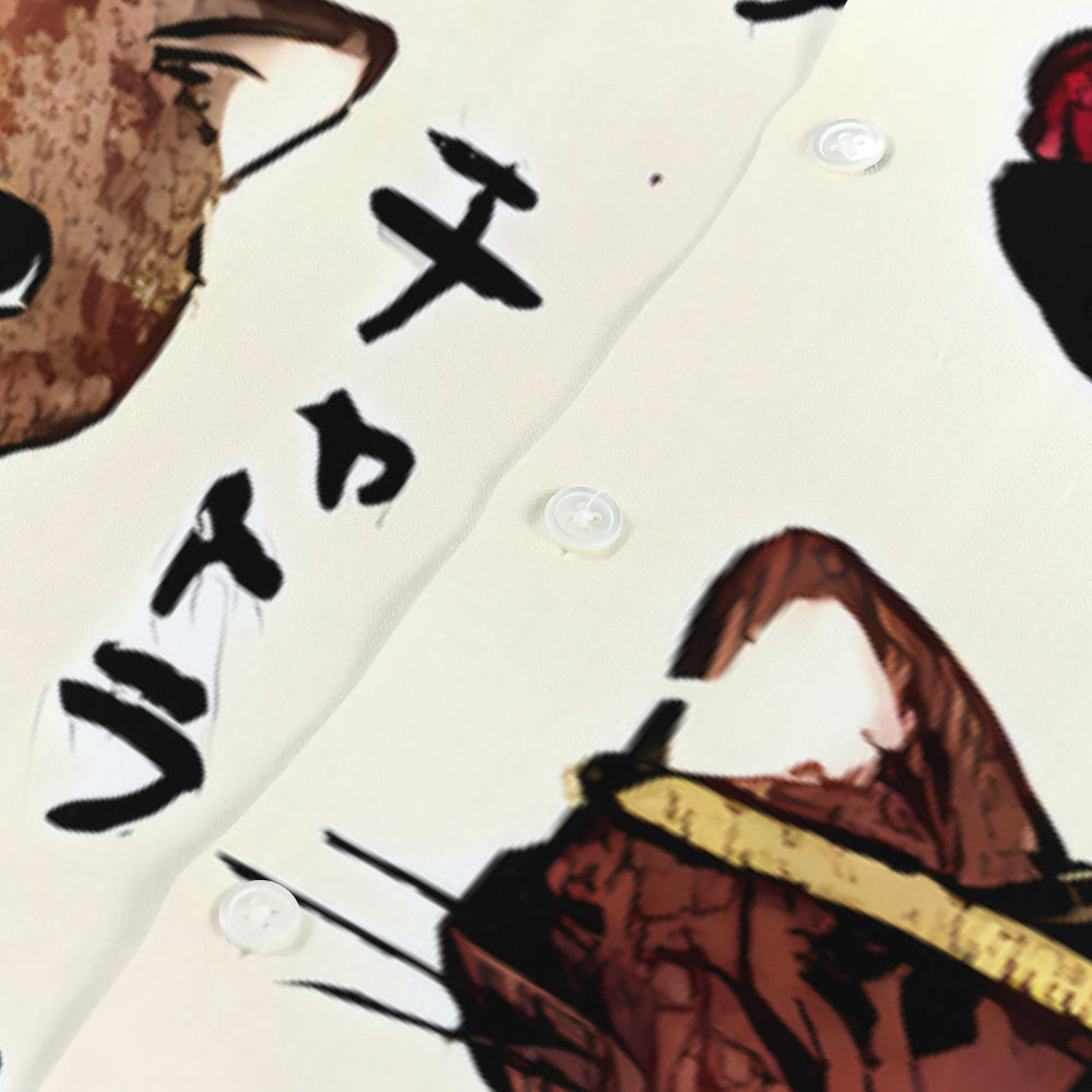 Cat Japanese Style Camp Shirt