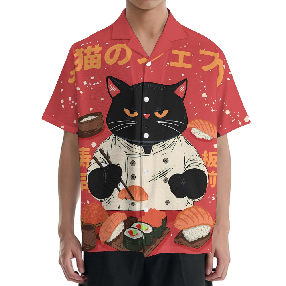 Sushi Cat Japanese Style Camp Shirt