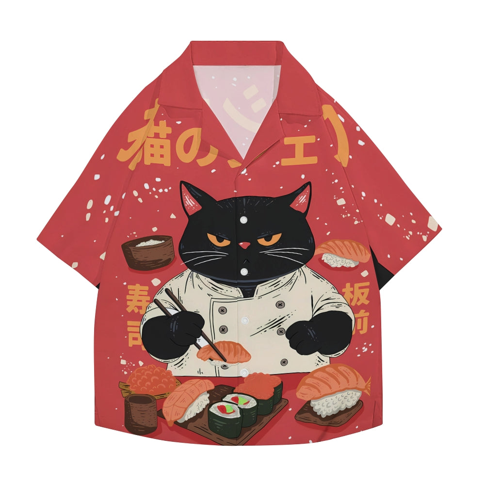 Sushi Cat Japanese Style Camp Shirt