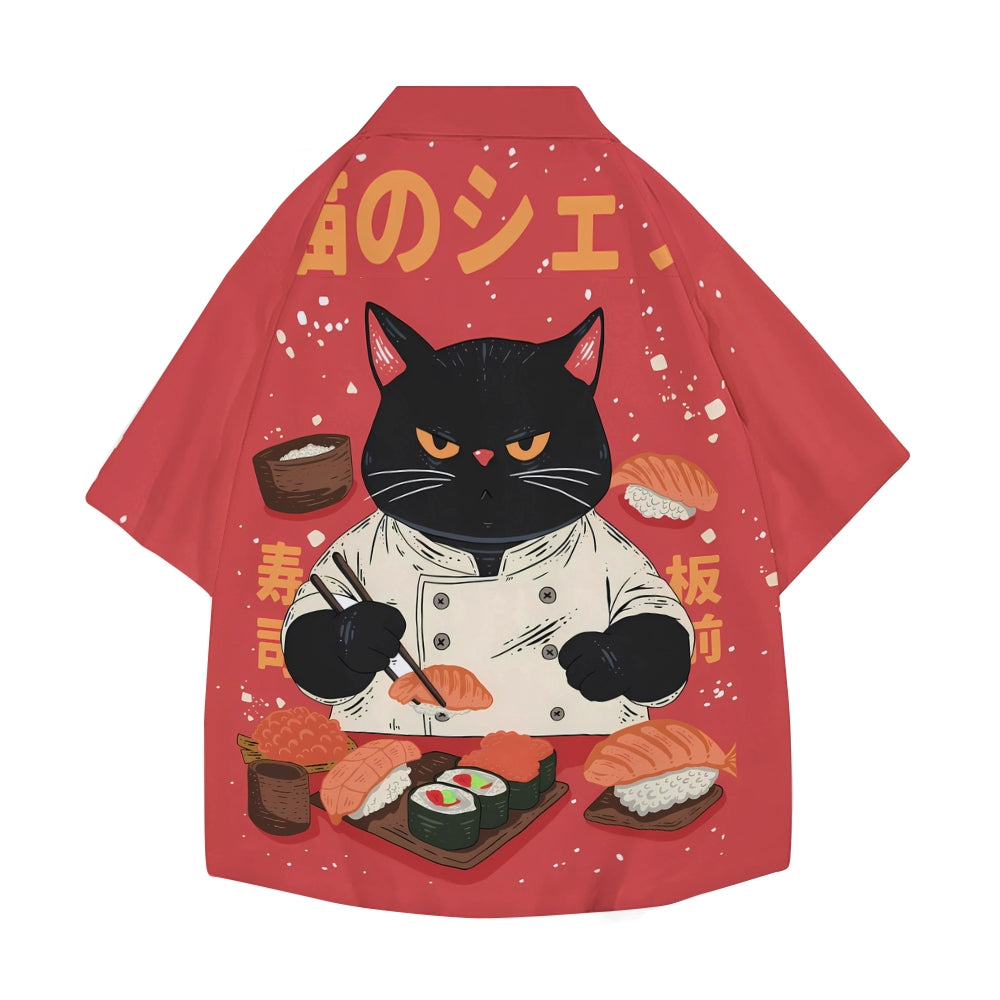 Sushi Cat Japanese Style Camp Shirt