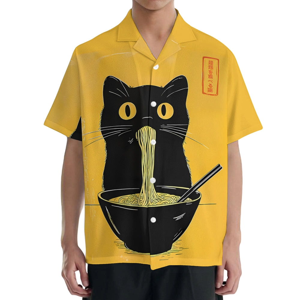 Ramen Cat Japanese Style Camp Shirt