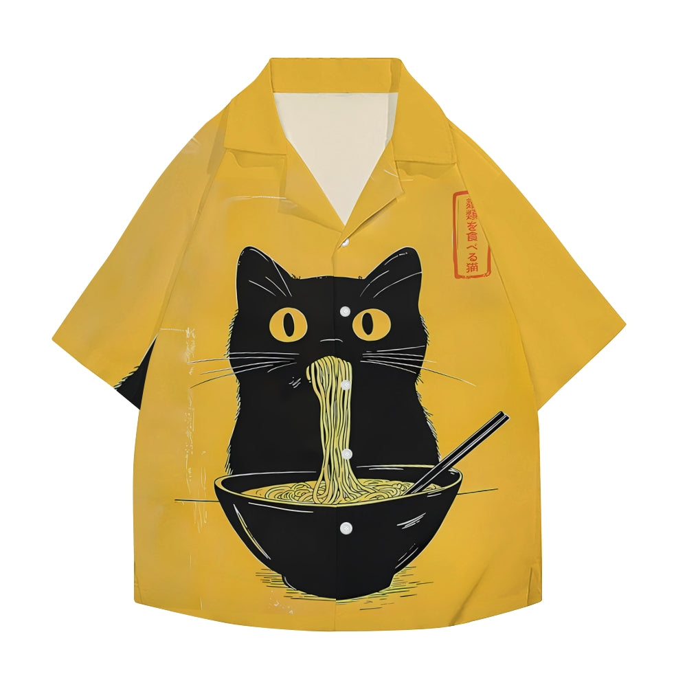 Ramen Cat Japanese Style Camp Shirt