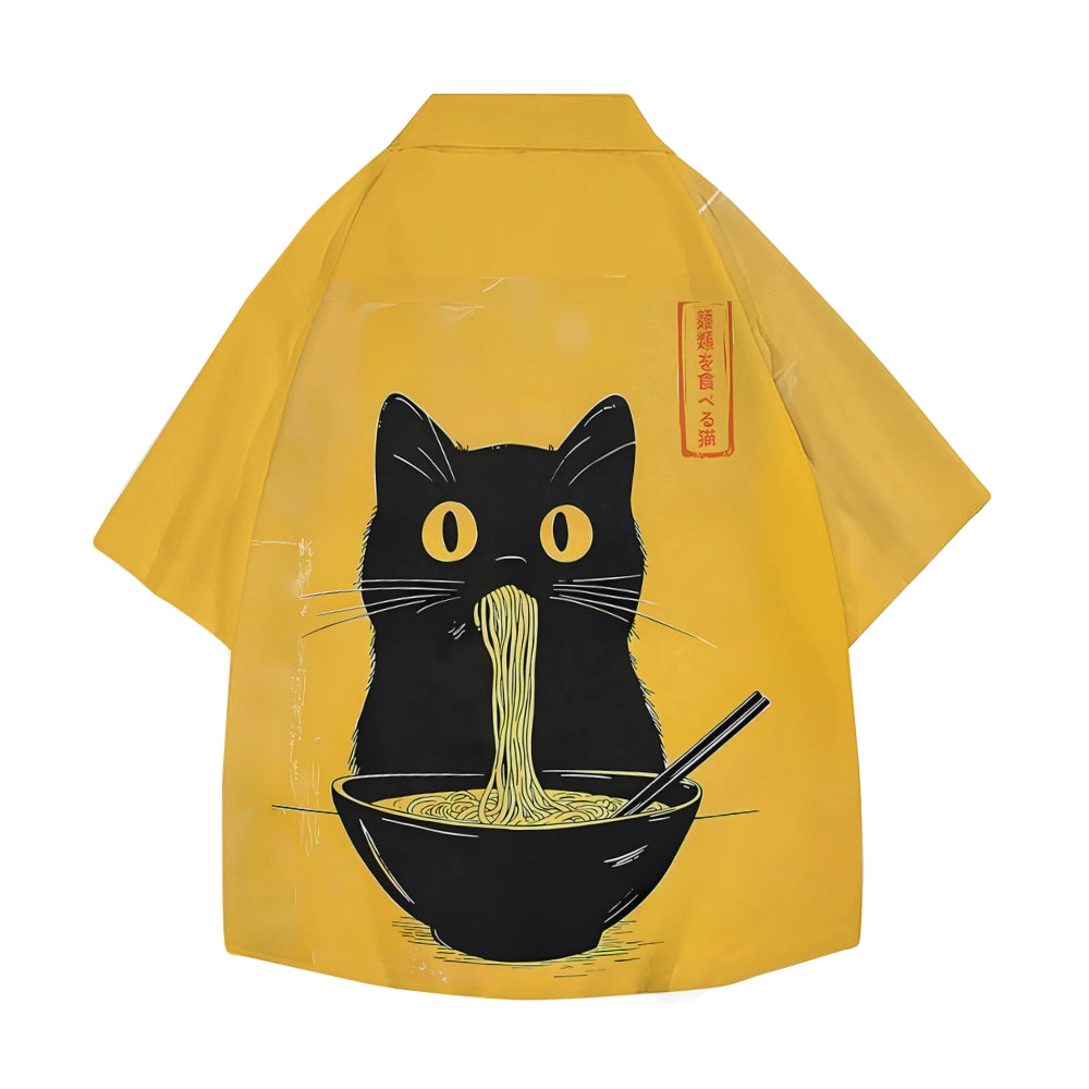 Ramen Cat Japanese Style Camp Shirt