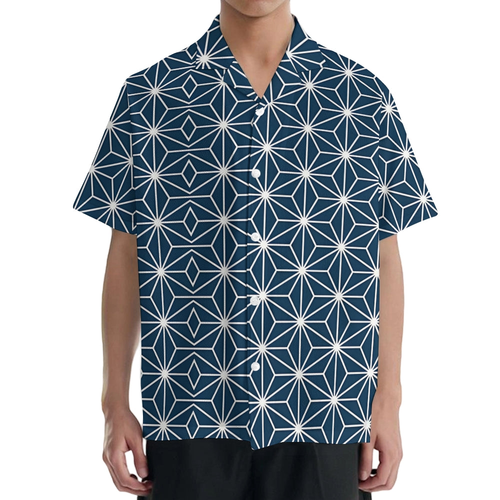 Geometric Japanese Style Camp Shirt