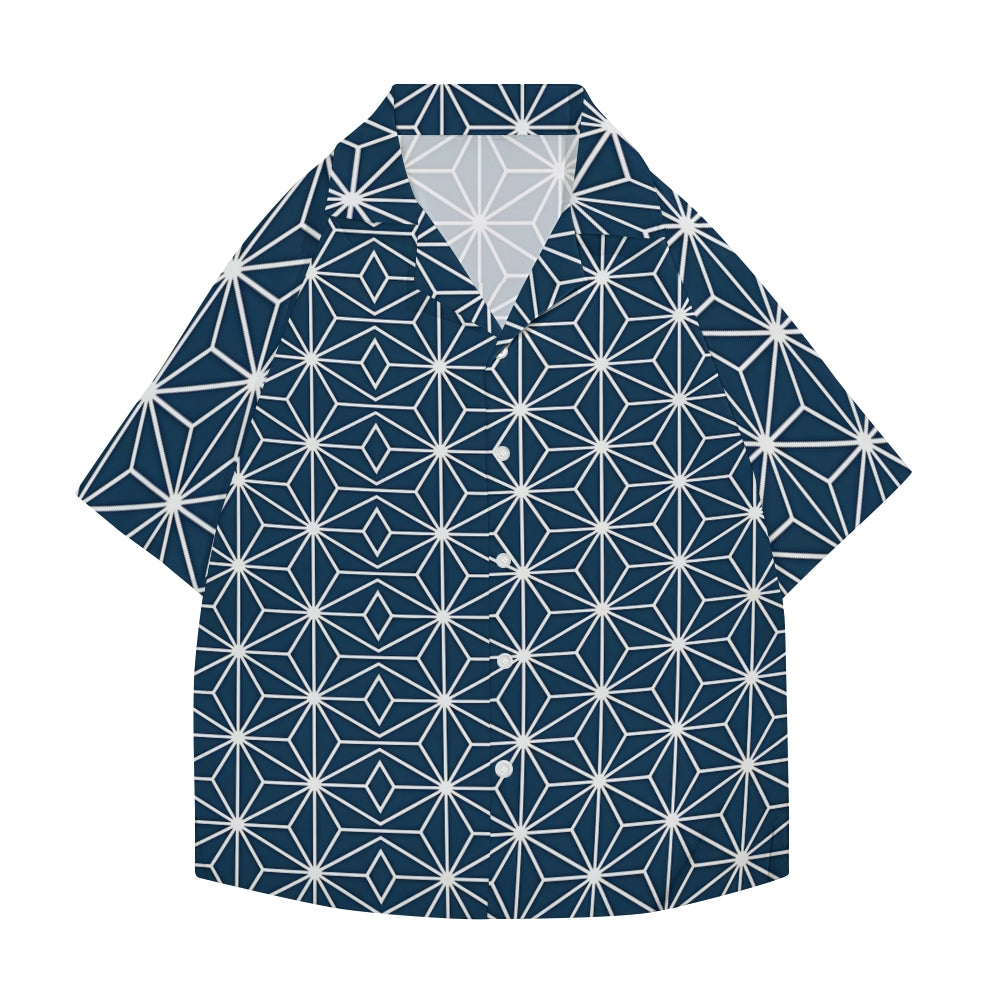 Geometric Japanese Style Camp Shirt
