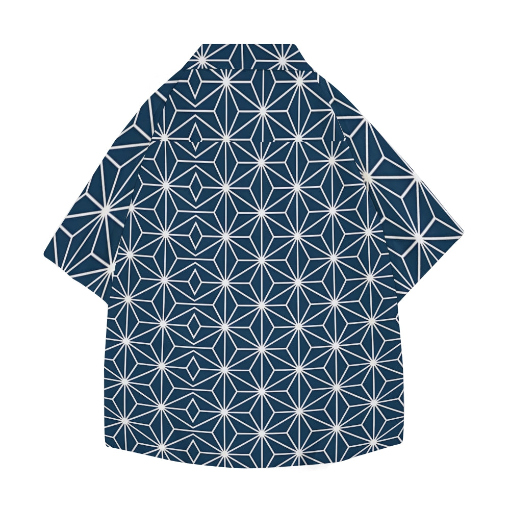 Geometric Japanese Style Camp Shirt