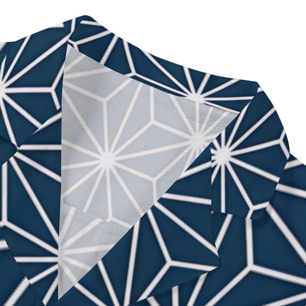 Geometric Japanese Style Camp Shirt