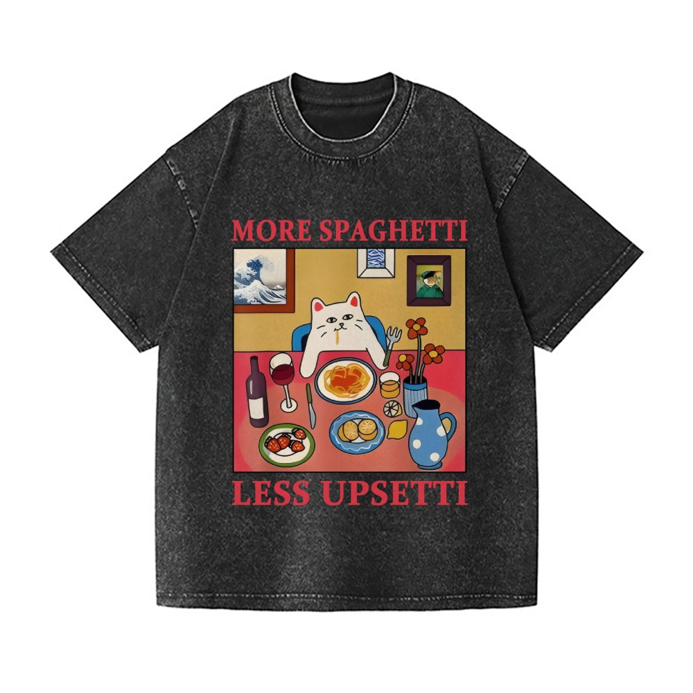 Spaghetti Cat Vintage Wash Japanese Design T-Shirt
