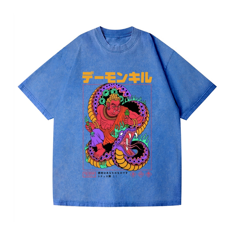 Snake Vintage Wash Japanese Design T-Shirt
