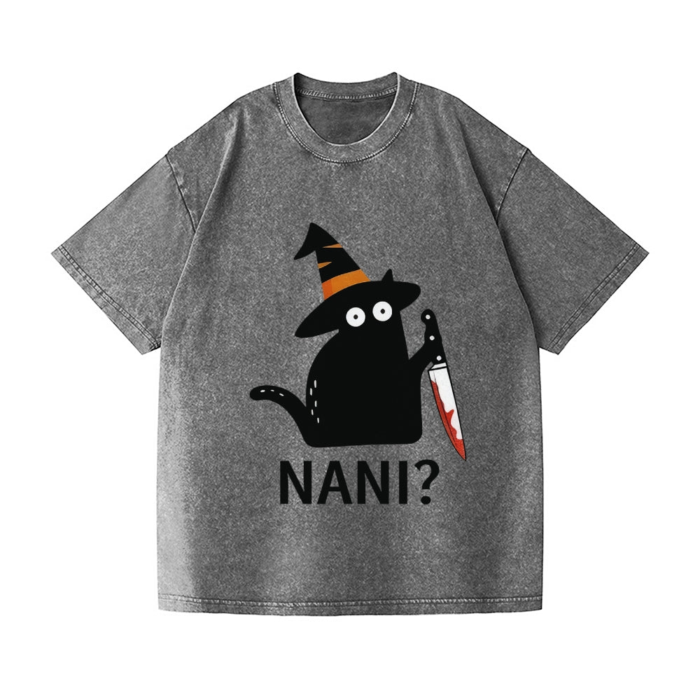 Halloween Nani Cat Vintage Wash Japanese Design T-Shirt