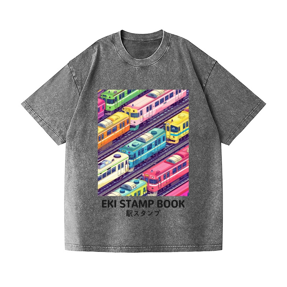 Train Vintage Wash Japanese Design T-Shirt