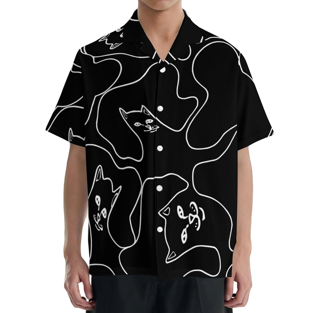 Black Cat Japanese Style Camp Shirt