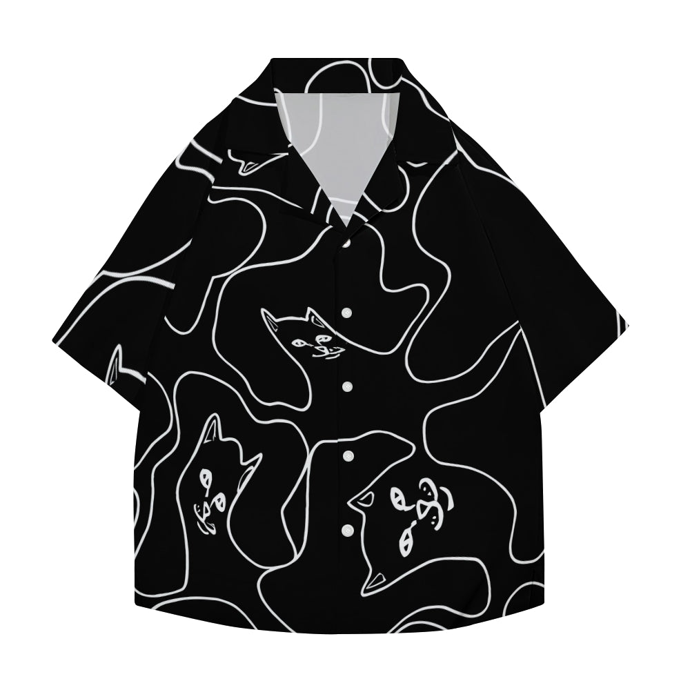 Black Cat Japanese Style Camp Shirt