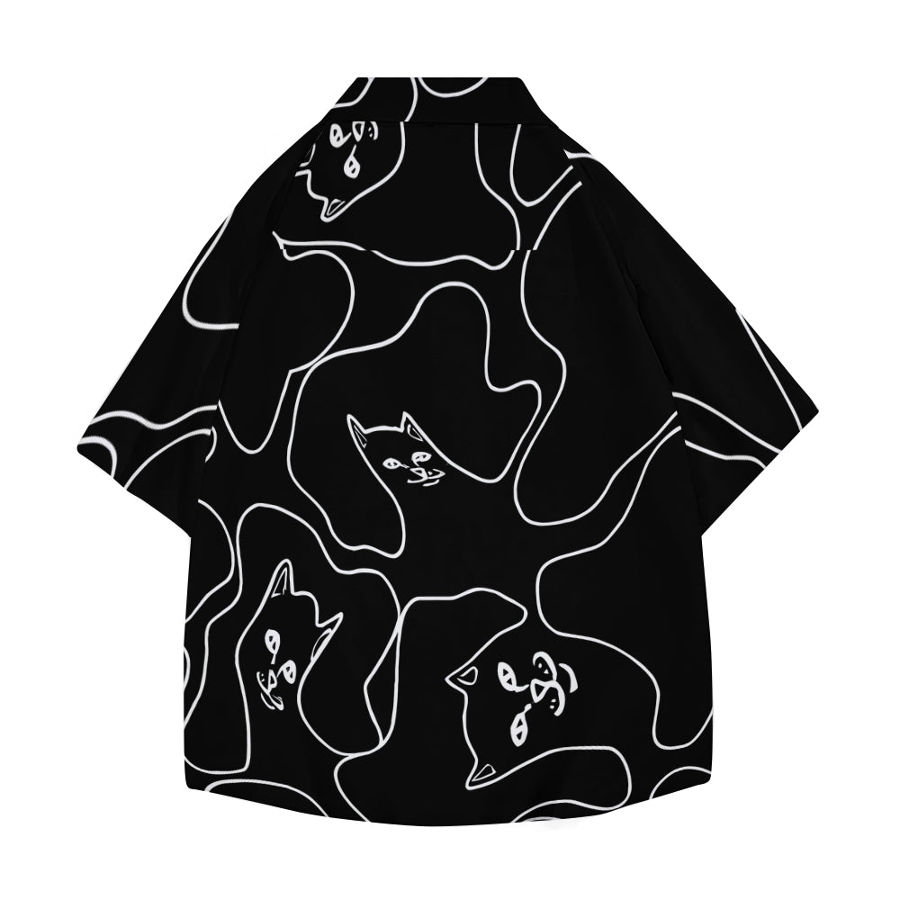 Black Cat Japanese Style Camp Shirt