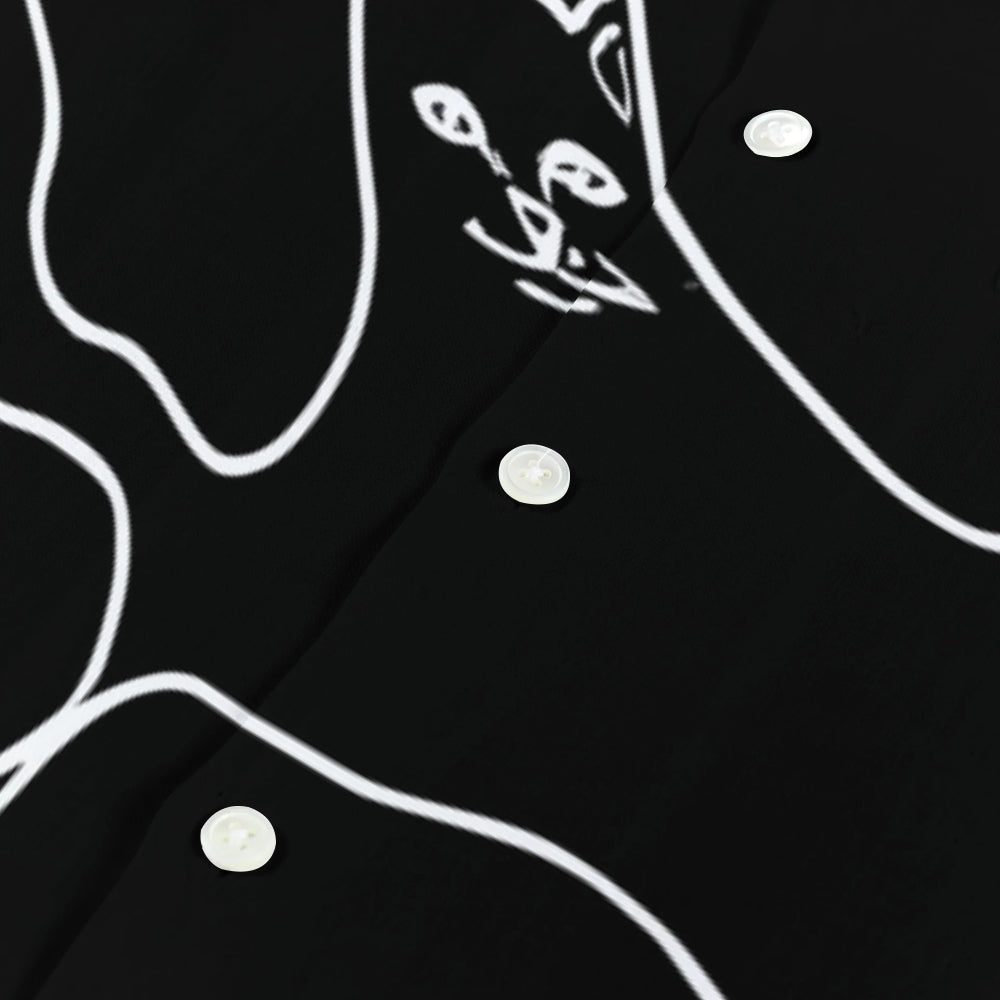 Black Cat Japanese Style Camp Shirt