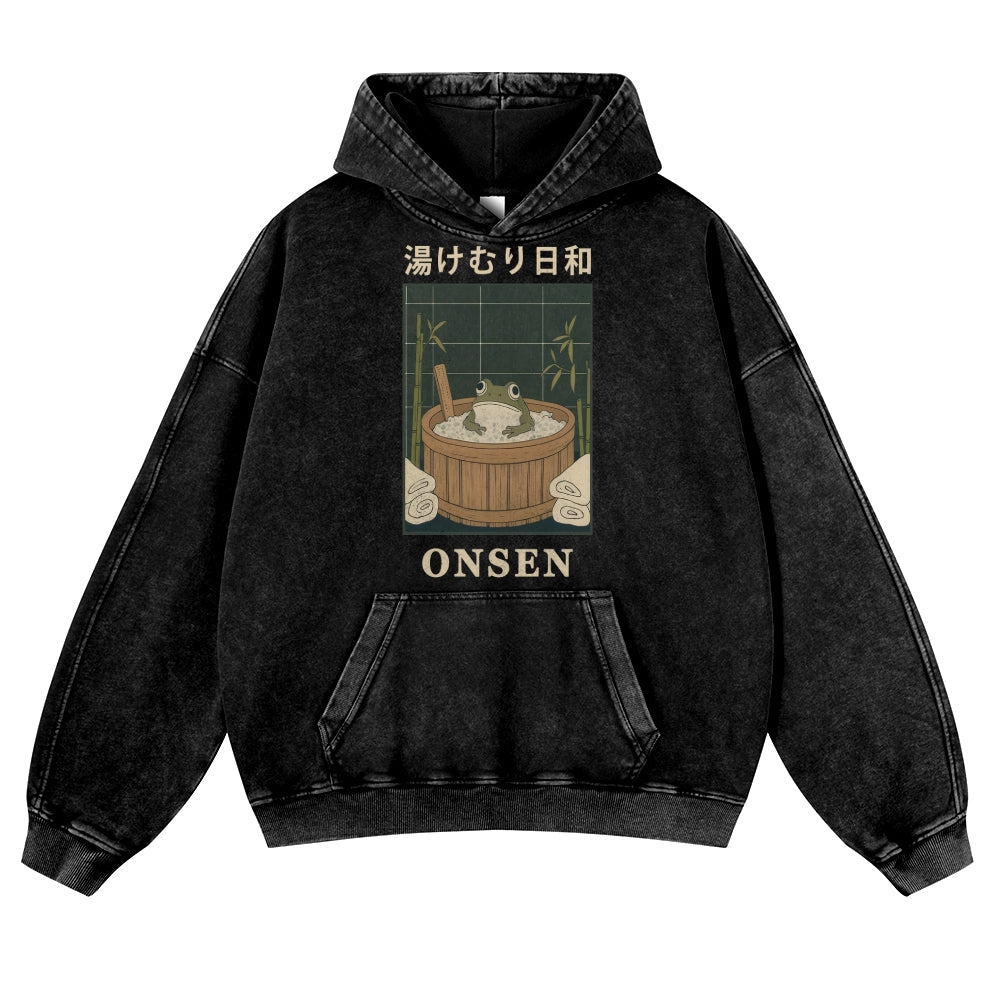 Frog Vintage Washed Thick Cotton Hoodie