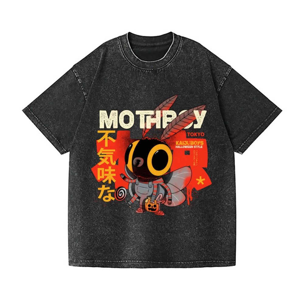 Halloween Mothboy Vintage Wash Japanese Design T-Shirt