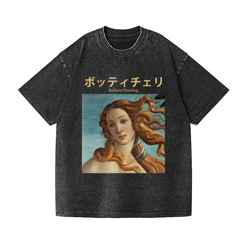Botticelli The Birth of Venus Vintage Wash Japanese Design T-Shirt