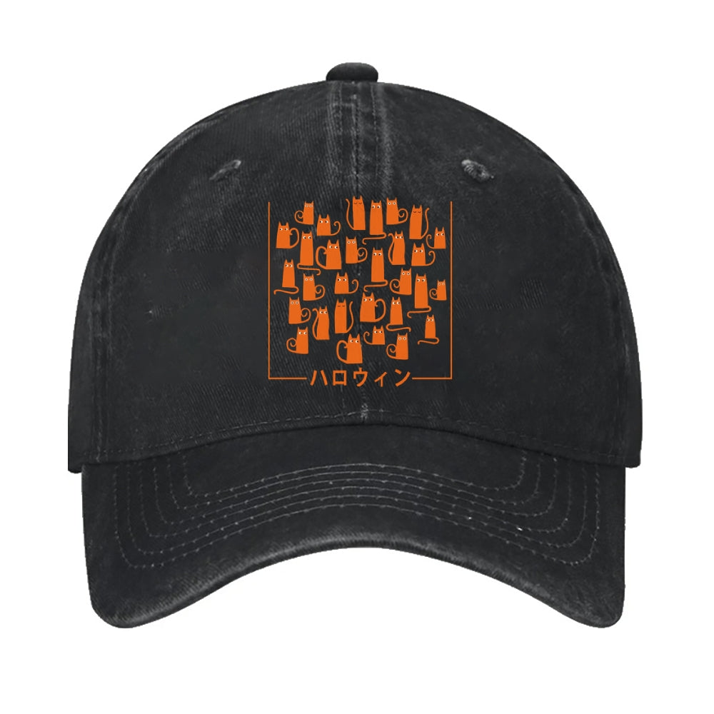 Halloween Cat Vintage Cotton Cap