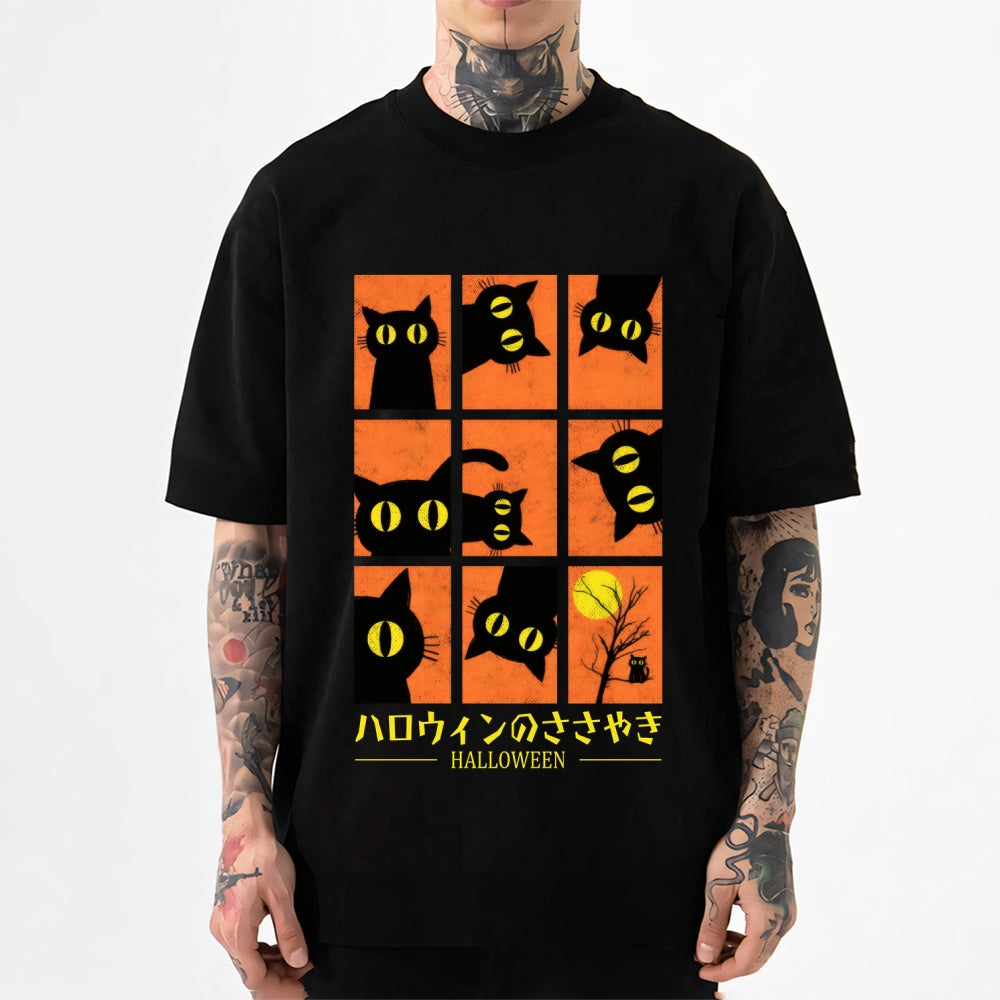 Halloween Black Cat Japanese Style Classic Tee