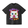 Cute Cat Club Snowball Vintage Wash Japanese Design T-Shirt