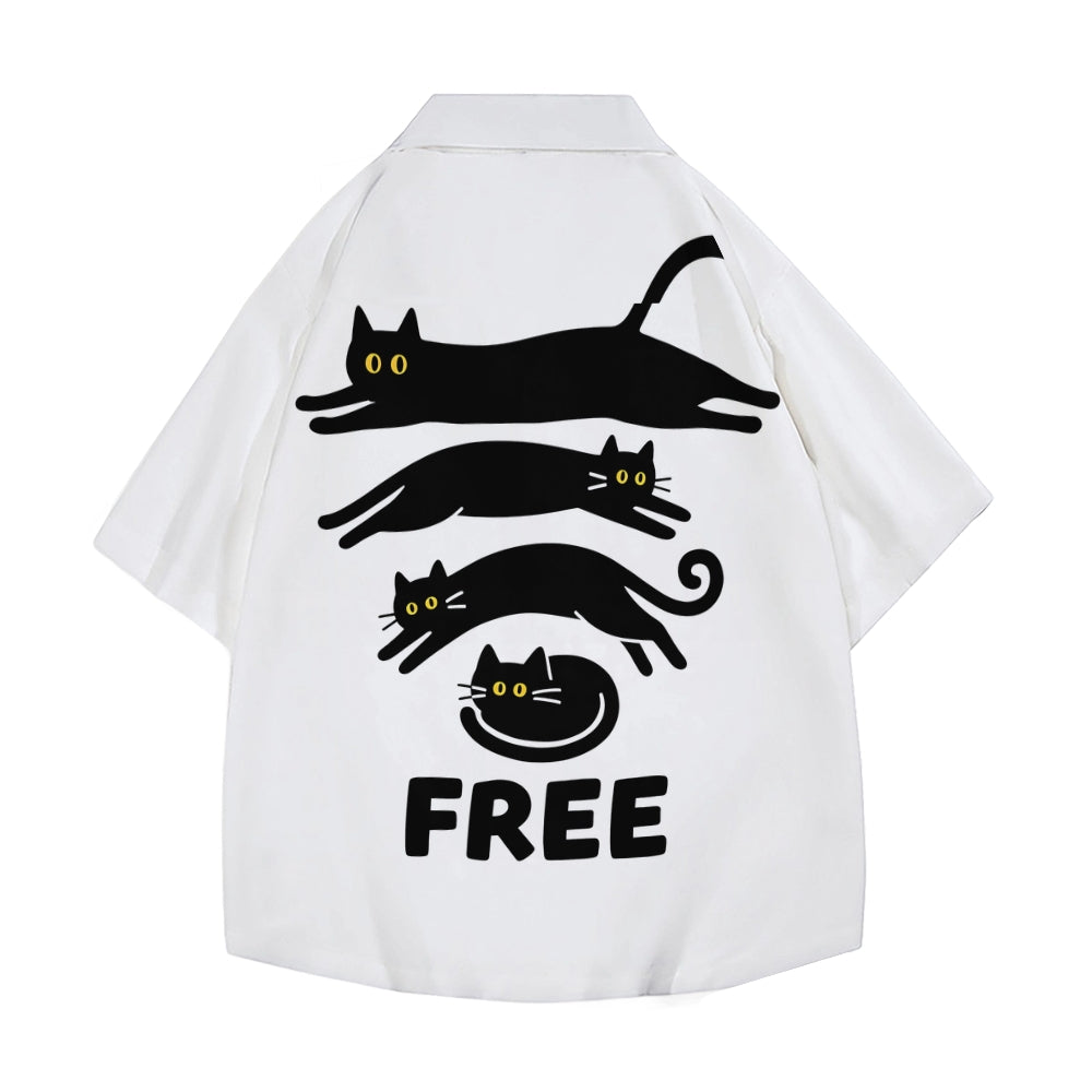 Free Wifi Cat Japanese Style Camp Shirt