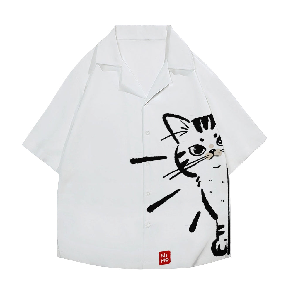 Cat Japanese Style Camp Shirt